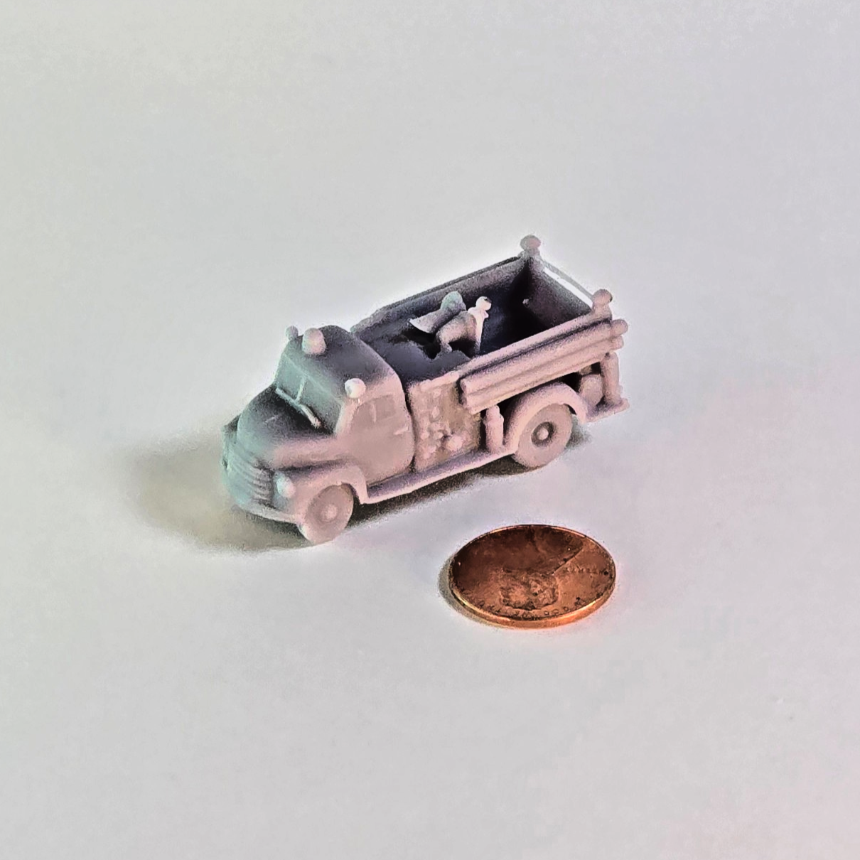 N Scale Fire Hose Truck with Hose Reel – Resin Miniature for Dioramas & Trains