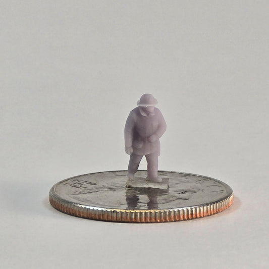 N Scale 12mm Vintage Fireman Figure – Unpainted Early 1900s Fire Crew Diorama