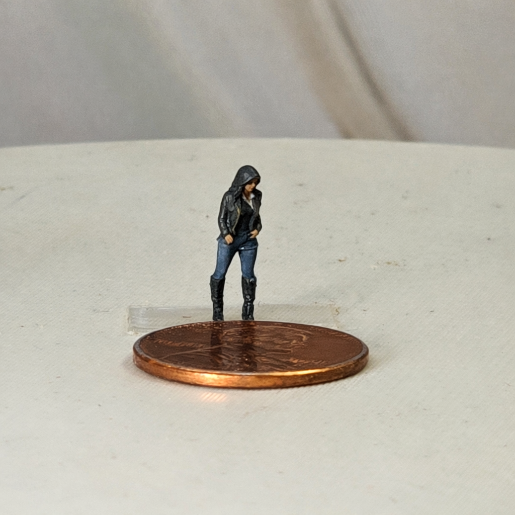 N Scale People – Hooded Bike Chick Figure (Unpainted)