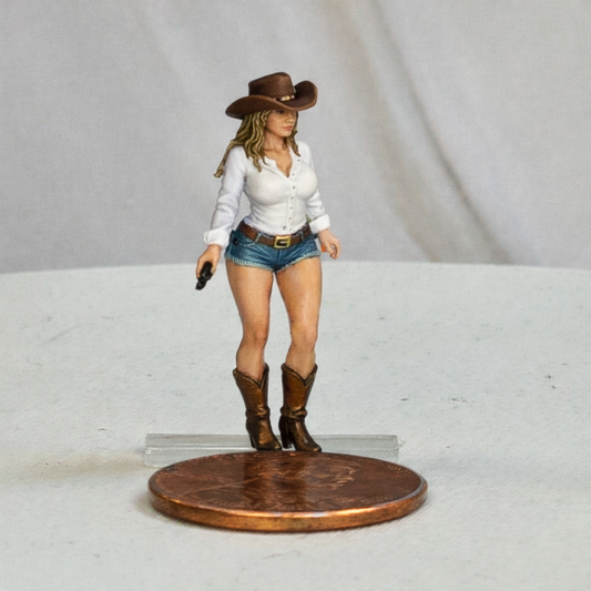 N Scale Western Cowgirl Figure – Unpainted Resin Miniature