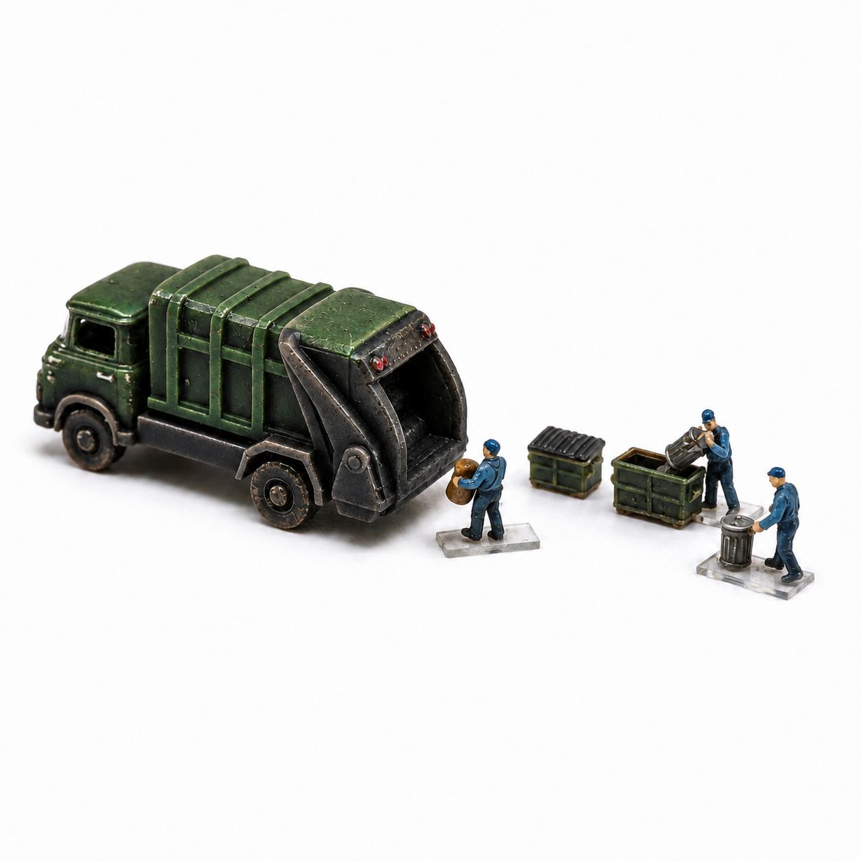 1960s Garbage Truck & Sanitation Crew Story Set – N Scale – Unpainted