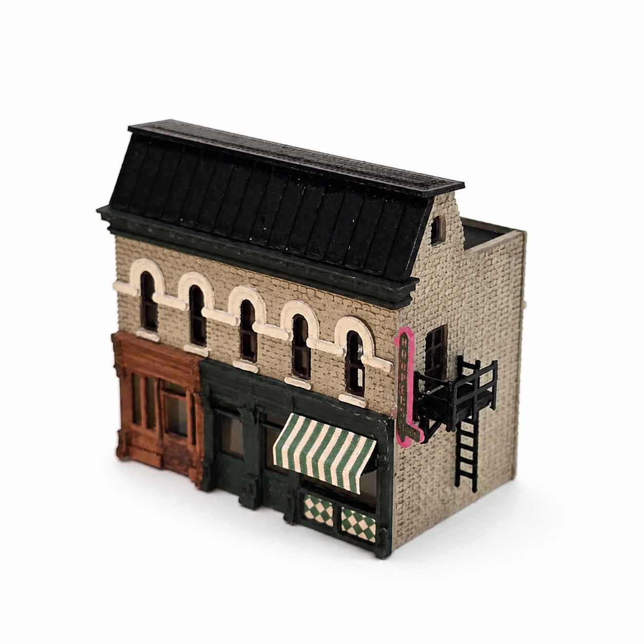 N Scale City Corner Laundromat & Grocery Building Kit