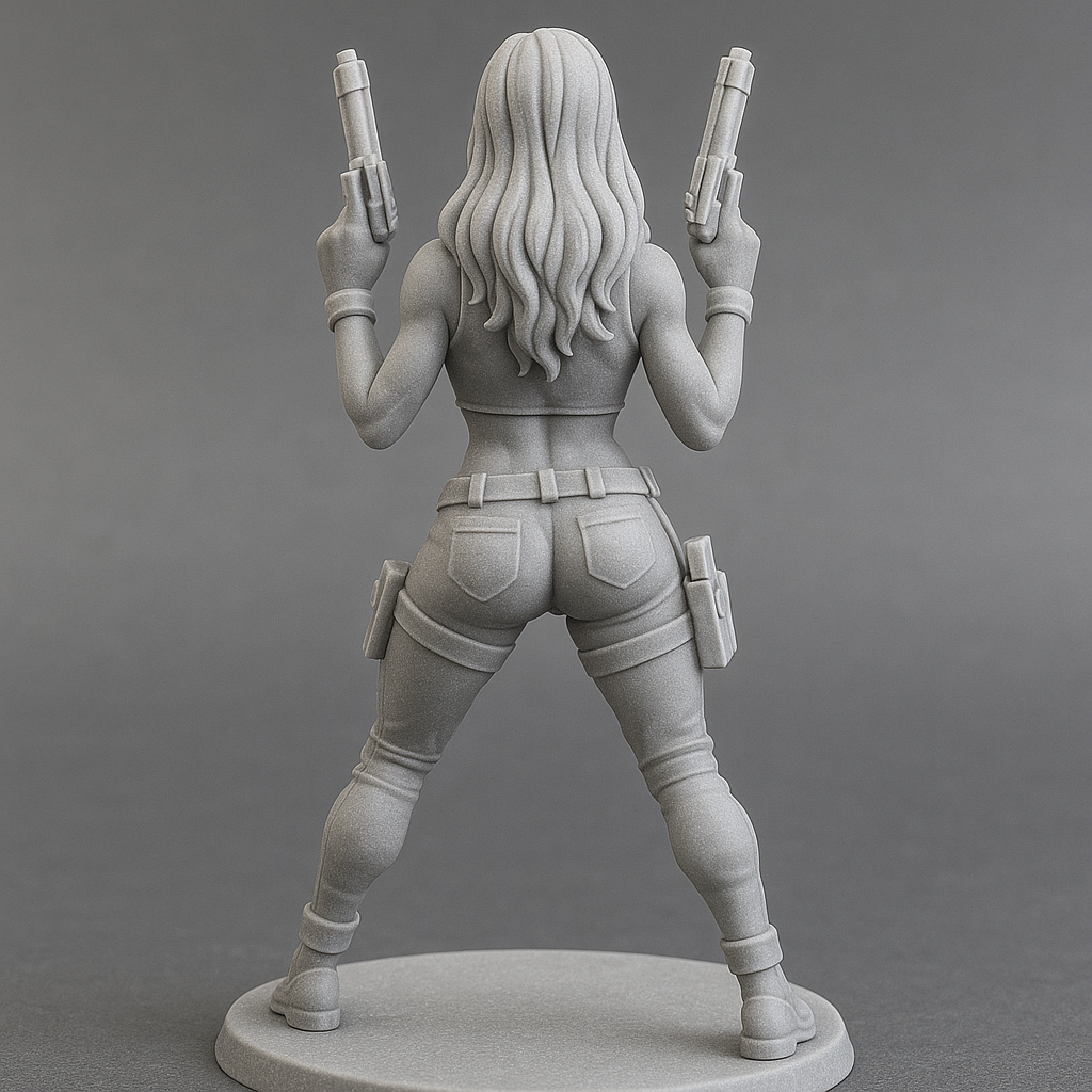 6-Inch Resin Figurine – Action Heroine with Dual Pistols (Unpainted Model Kit) Collector piece