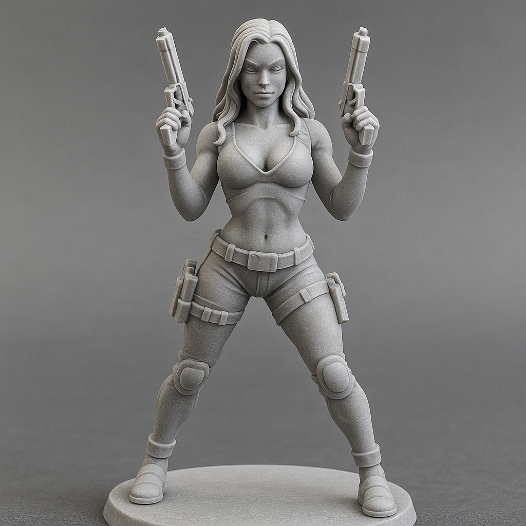 6-Inch Resin Figurine – Action Heroine with Dual Pistols (Unpainted Model Kit) Collector piece
