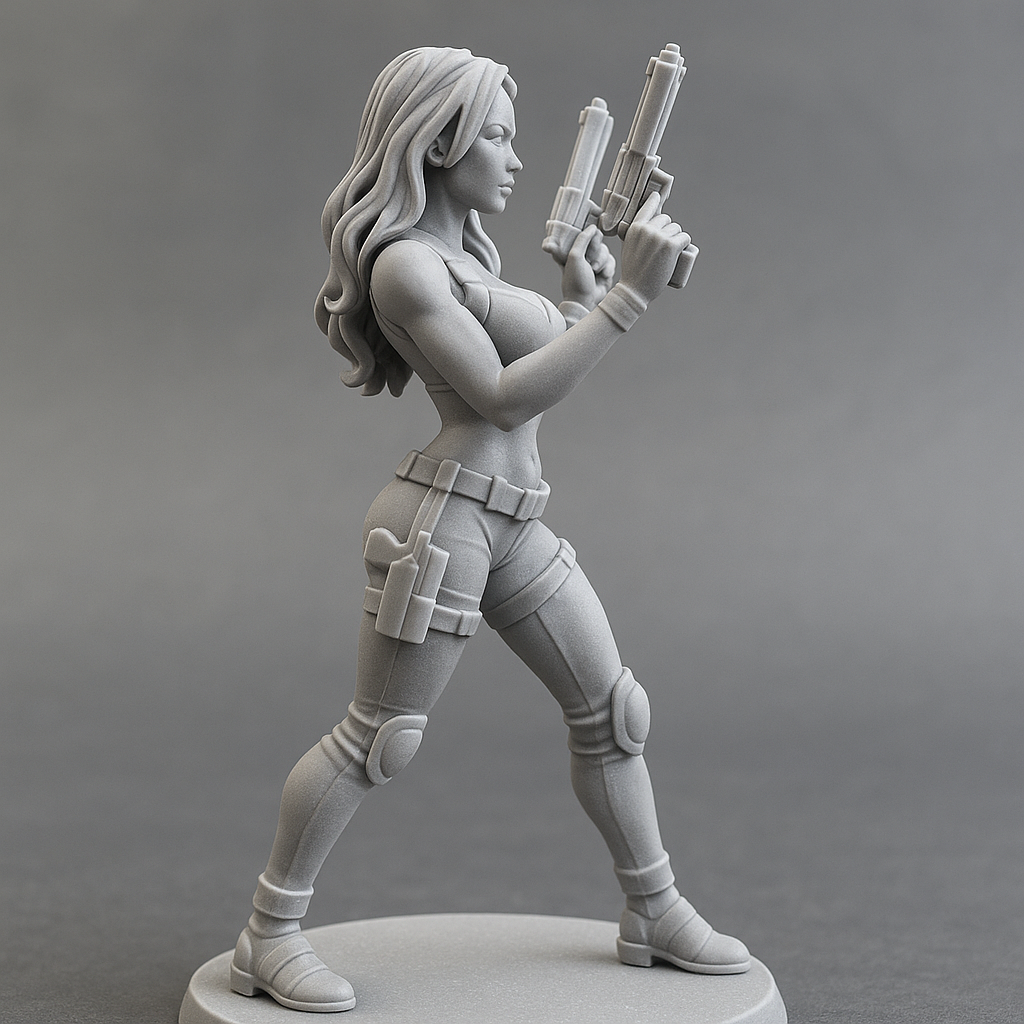 6-Inch Resin Figurine – Action Heroine with Dual Pistols (Unpainted Model Kit) Collector piece