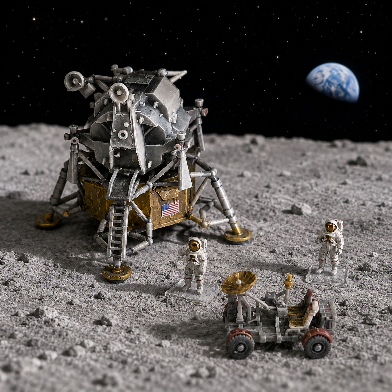 Unpainted N Scale Moon Landing Story Set – Lunar Module, Lunar Rover & Astronauts