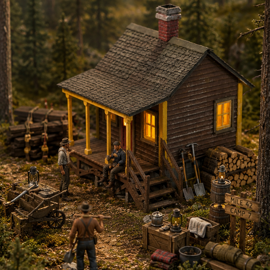 Old Wood Shanty Cabin Kit – N Scale Railroad Building