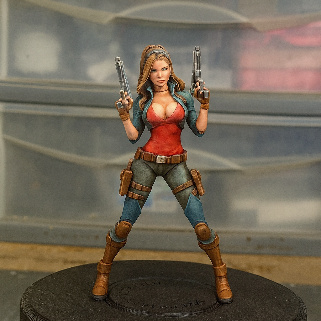 6-Inch Resin Figurine – Action Heroine with Dual Pistols (Unpainted Model Kit) Collector piece