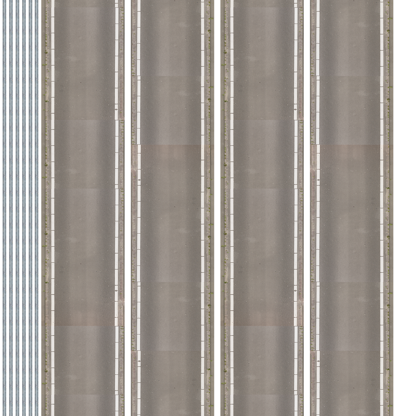 N Scale Curbs & Road Beds – Seamless Wallpaper Texture (1:160)  Digital Instant Download | PNG | 8.5" × 11"