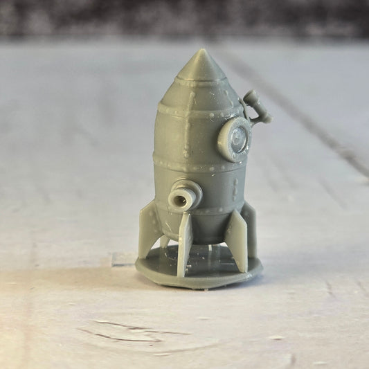 28mm scale Resin Printed Steampunk Rocket – Diorama, doll houses, scale modelers, camera props, scene building vehicle