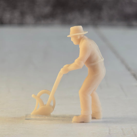 🌾 28mm "Pushcart Pete" – Resin Miniature with Hand Plow
