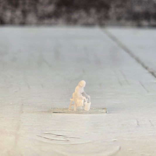 12mm  Resin Printed "Nora Pail" – Country Woman with Bucket Diorama, doll houses, scale modelers, camera props, scene building