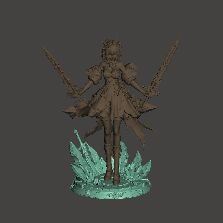 Laevantain – Twinblade Ember Knight – Desk Mate Collectible – Made-to-Order 90mm Resin Figure