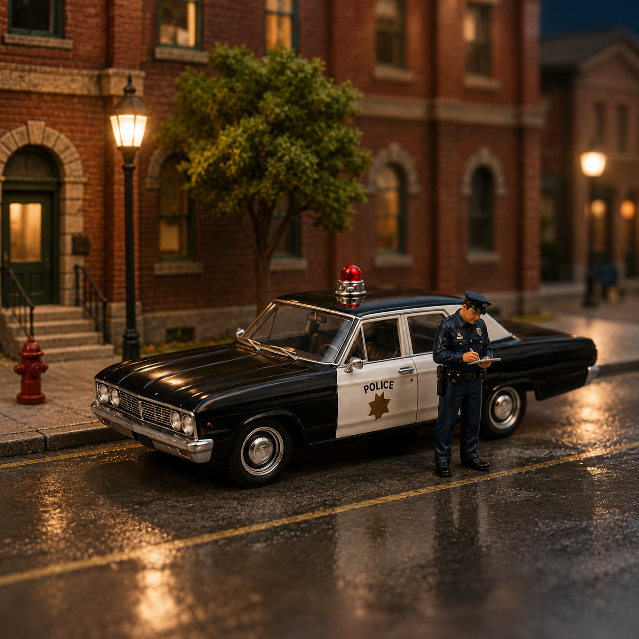 N Scale Police Traffic Stop Scene Set – Squad Car & Officer Writing Ticket – Unpainted
