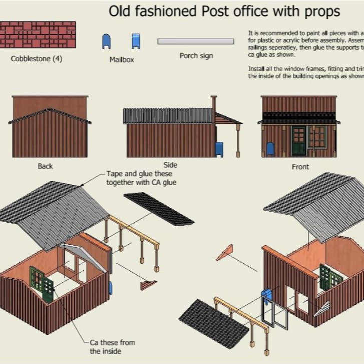 N Scale Post Office Building Kit – 3D Printed Unpainted Structure | Dioramas, Model Trains, Dollhouses