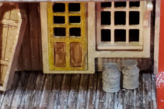 N scale Pack of 5  milk cans  3D printed for pioneer barnyards, dioramas, trains, Westerns & dollhouse minis. UNPAINTED.