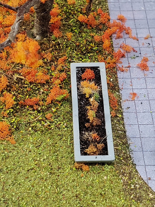 N-scale 3D printed long flower box (1:160) for dioramas, model trains, dollhouses, landscapes - unpainted, war gaming, displays, miniatures.