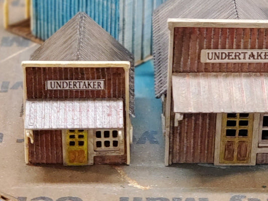 Z scale 3D printed  plastic model Old western Pioneer building Kit-Western Undertaker- UN painted kit with instructions - Dioramas - Terrain