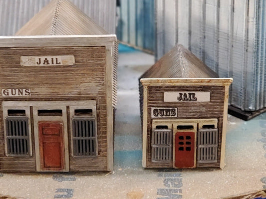 3D printed Z scale plastic model Old western Pioneer building Kit-Western Jailhouse- UN painted kit with instructions - Dioramas - Terrain