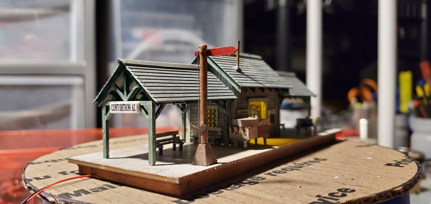 N Scale Old Western Train Depot Kit  3D Printed Pioneer-Style Building w/ Detailed Instructions for Dioramas, Layouts & Mini Scenes