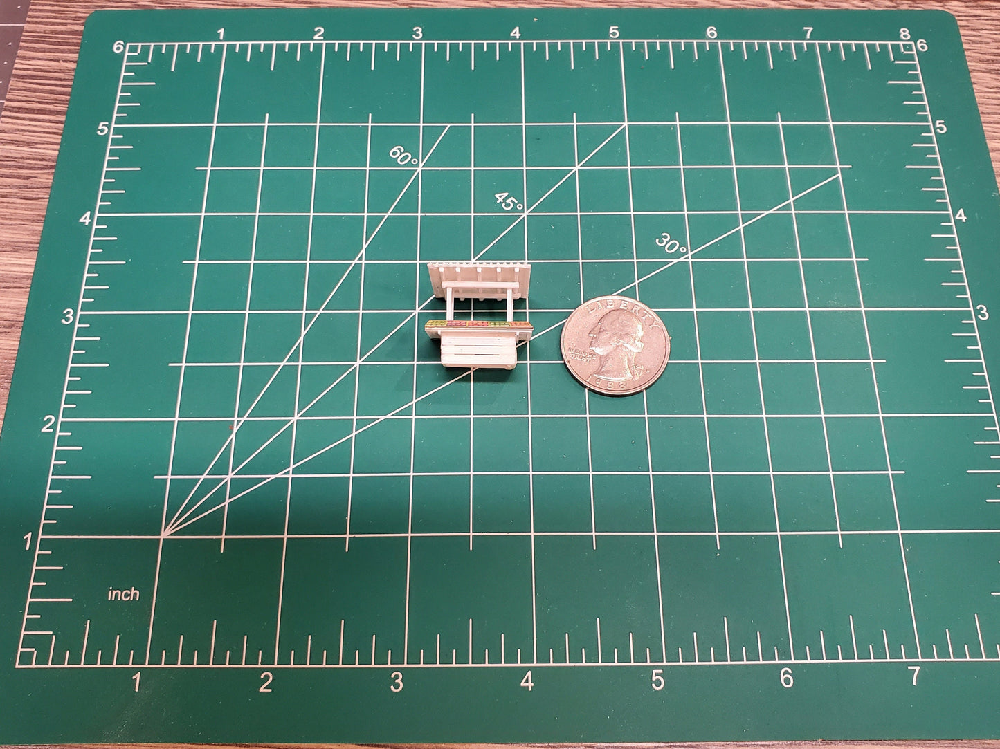 N-scale 3D printed fruit stand kit (1:160) for dioramas, model trains, dollhouses, landscapes - unpainted, war gaming, displays, miniatures.