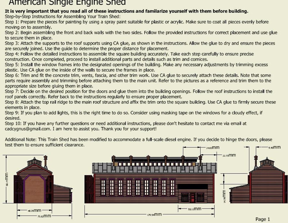 N Scale 3D-printed model kit Single Engine house with instructions unpainted. Perfect for dioramas, dollhouses, & model trains.