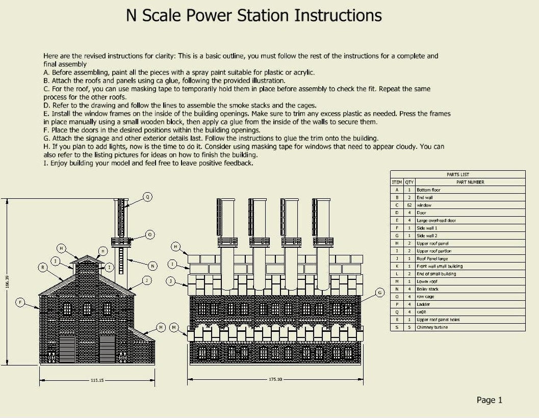 N Scale Power Plant Model Kit  3D Printed, Unpainted with Instructions