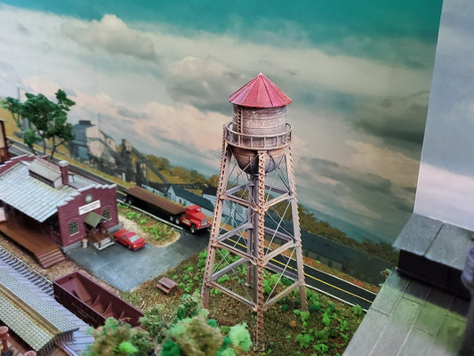 N scale Old water tower 3D printed plastic model 1:160 w/ instructions - Dioramas-Terrain-Model trains-Dollhouse-Landscapes-Miniatures.
