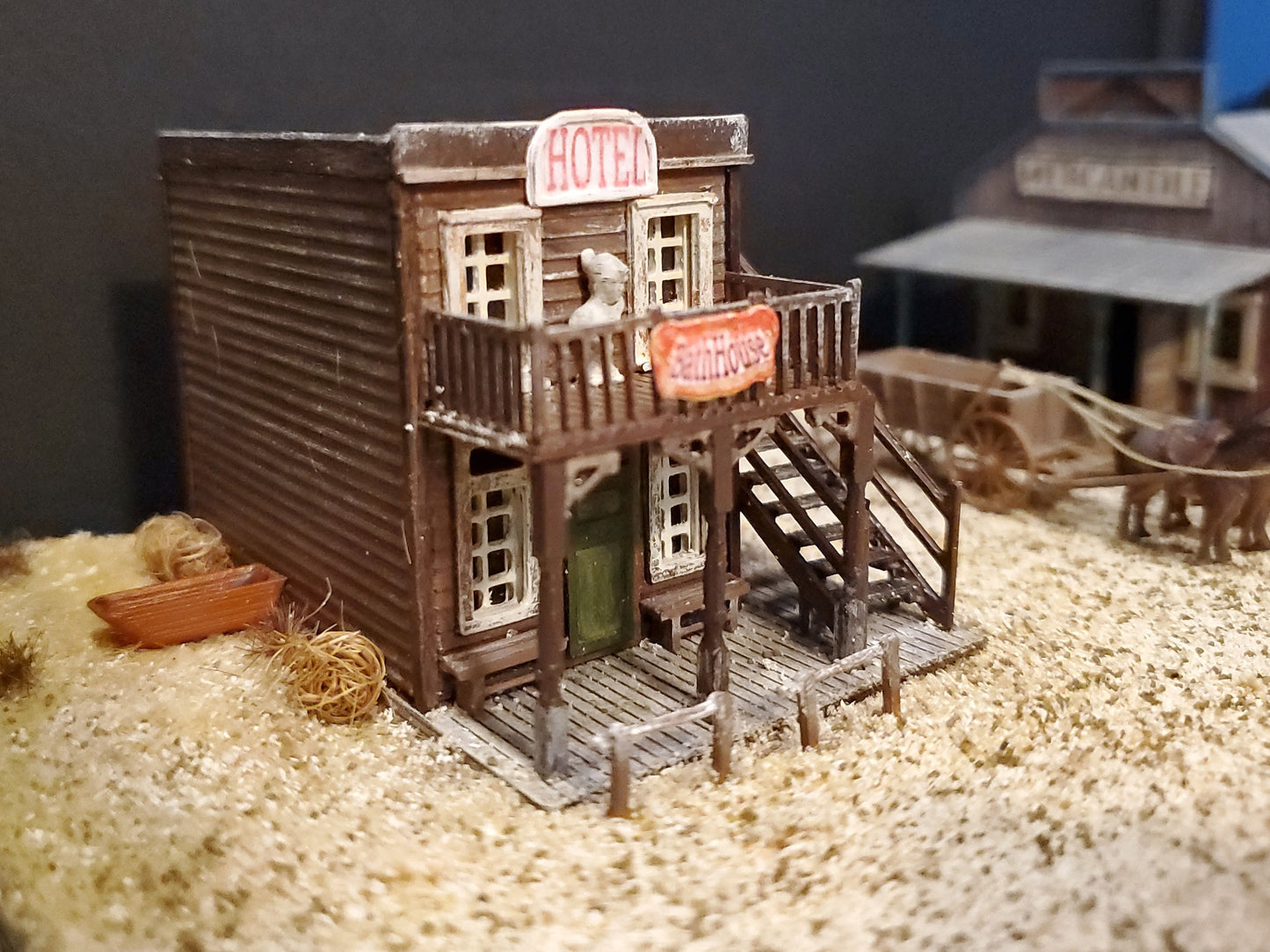 N scale BATH HOUSE - 3D printed  plastic model Old wild west Pioneer building Kit-unpainted kit with instructions - Dioramas - Terrain