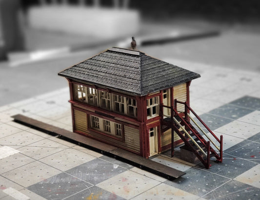N scale English signal box tower 3D printed plastic model with instructions Unpainted building kit,  for dioramas, dollhouses, model trains.