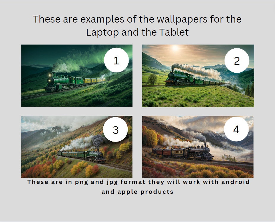 Phone wallpapers 8 Railroad wallpaper bundle for the Laptop, Tablet, Phone, or TV. Immediate download,  in high-quality detail.