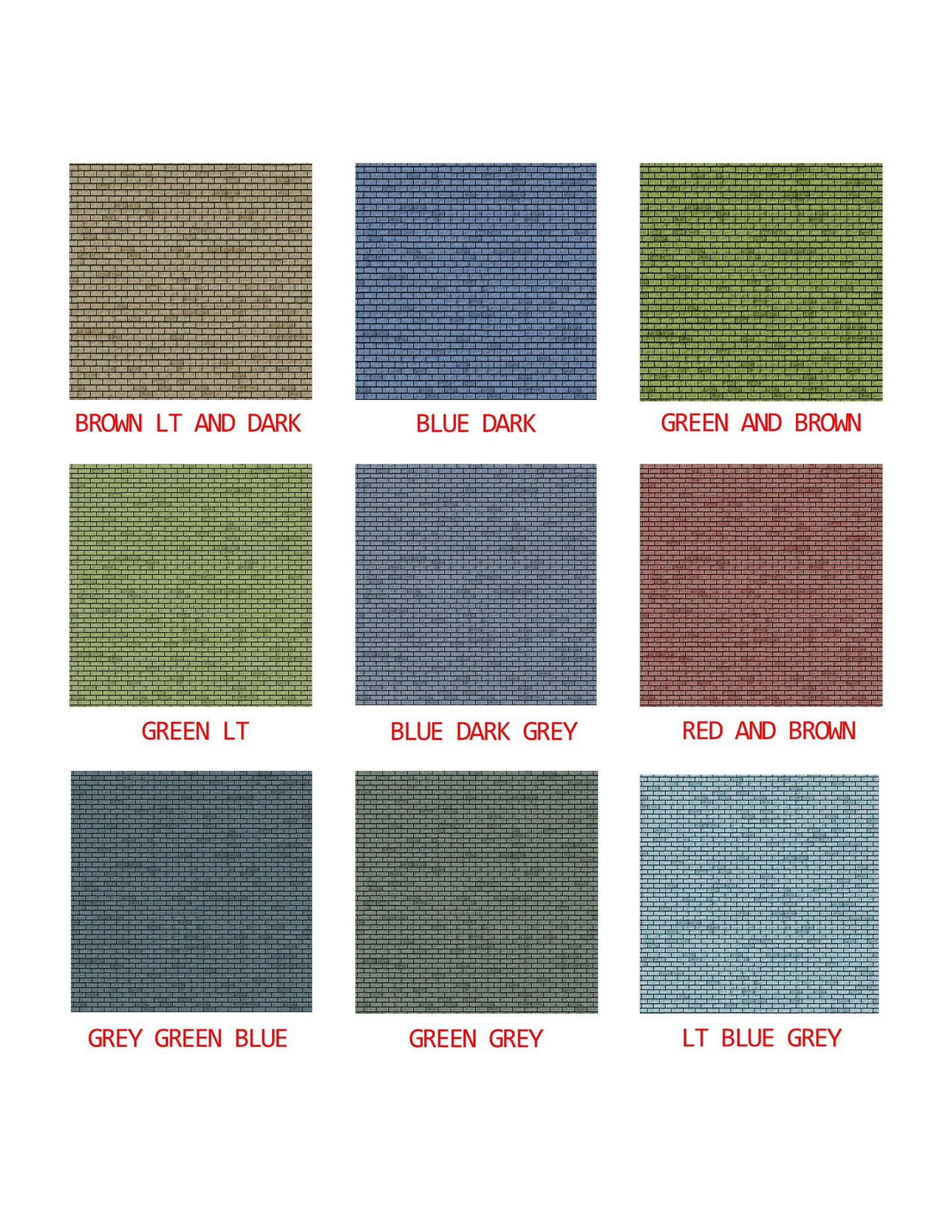 Instant Download N scale Shingles with ridge cap in 10 colors-8 1/2" x 11 PDF Seamless texture for Dollhouse, Dioramas, Model Trains, gaming