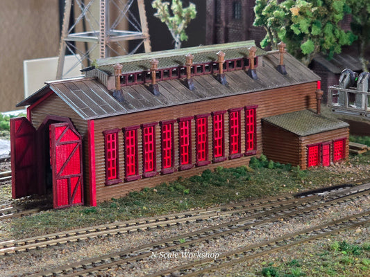N Scale 3D-printed model kit Single Engine house with instructions unpainted. Perfect for dioramas, dollhouses, & model trains.