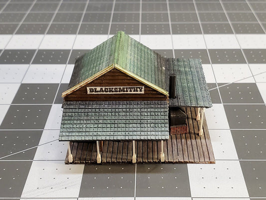 N scale 3D printed Pioneer building Kit - BLACKSMITHY - UN painted with instructions. Great for Dioramas, Terrain miniatures, Model trains.