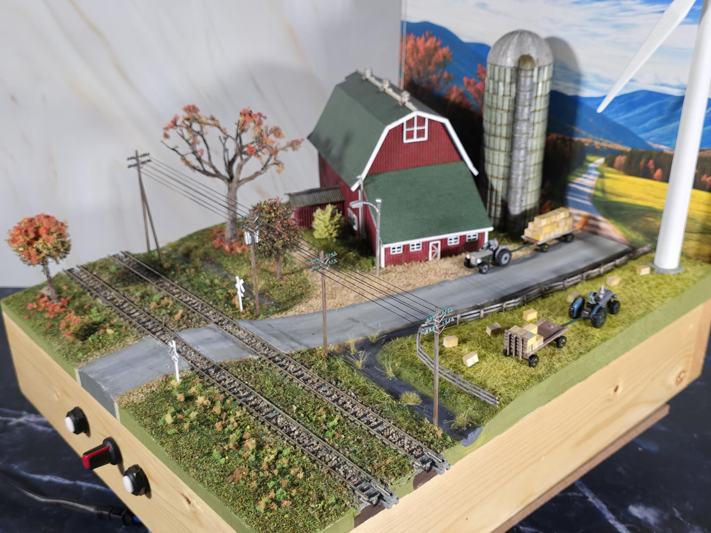 Custom Display with motorized Wind Turbine Diorama! A Showstopper for Layouts, Collectors, Displays,  collection pieces, desktop display