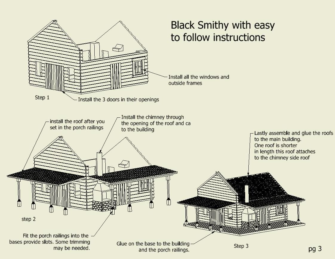 N scale 3D printed Pioneer building Kit - BLACKSMITHY - UN painted with instructions. Great for Dioramas, Terrain miniatures, Model trains.