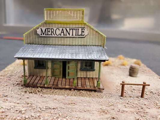 N scale MERCANTILE general store - 3D printed model Old western building Kit- Unpainted building with instructions - Dioramas - Terrain