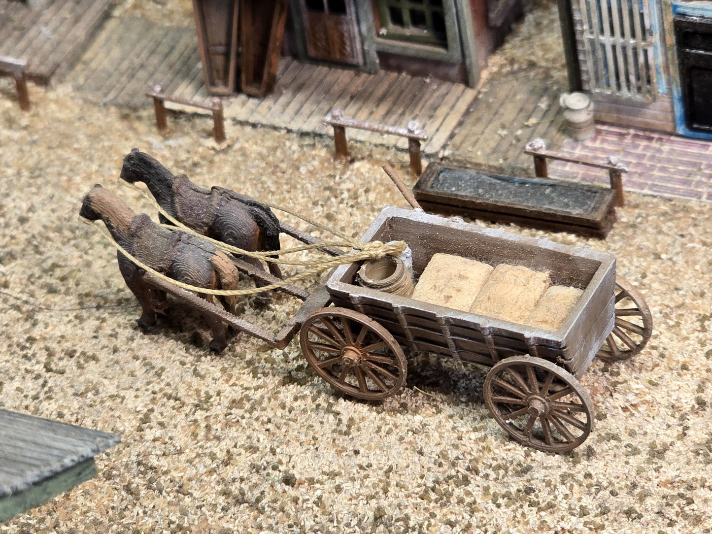 N Scale New detailed  Western Horse and Cart  Resin Printed, Fully Assembled, Unpainted  Perfect for Dioramas, Trains, or Dollhouses
