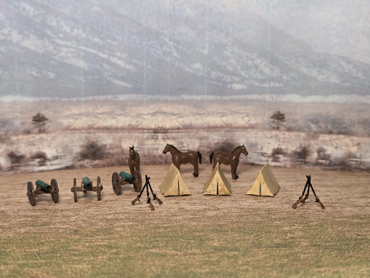 N Scale Civil War Set  Unpainted PLA and Resin Kit with Horses and Supplies  Historical Diorama for Trains, Terrain, or Dollhouses, War